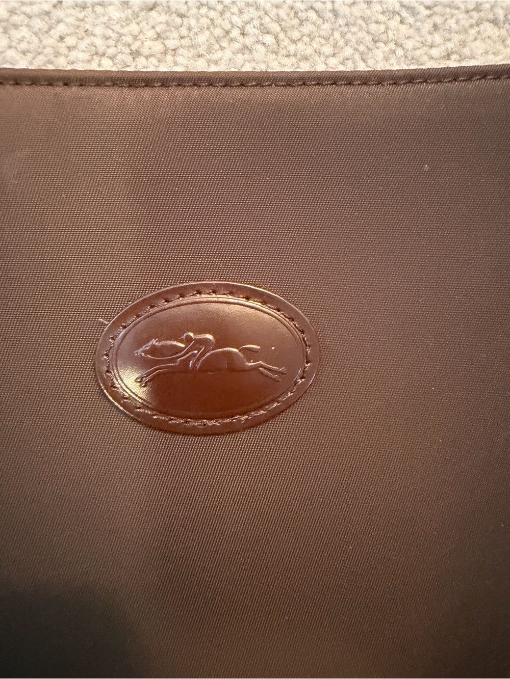 Longchamp Brown Nylon Shoulder Bag with Leather Trim - Picture 3 of 5